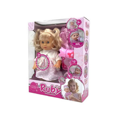 Baby doll with bottle comb and care accessories role play toy for girls realistic baby care play set