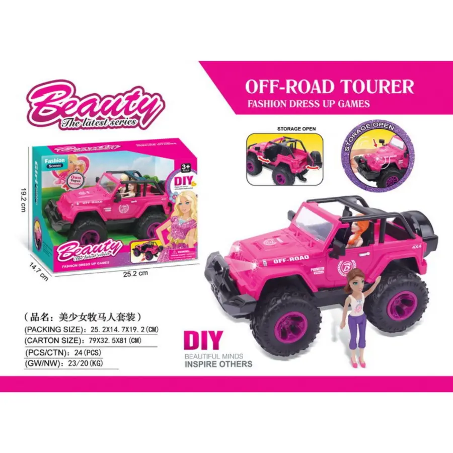 Pink Barbie Doll Car - Stylish Pink Convertible with Barbie Doll | Budget Store UK