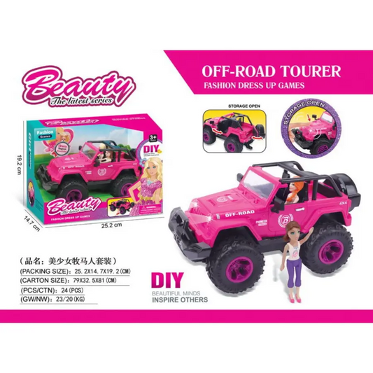 Pink Barbie Doll Car - Stylish Pink Convertible with Barbie Doll | Budget Store UK