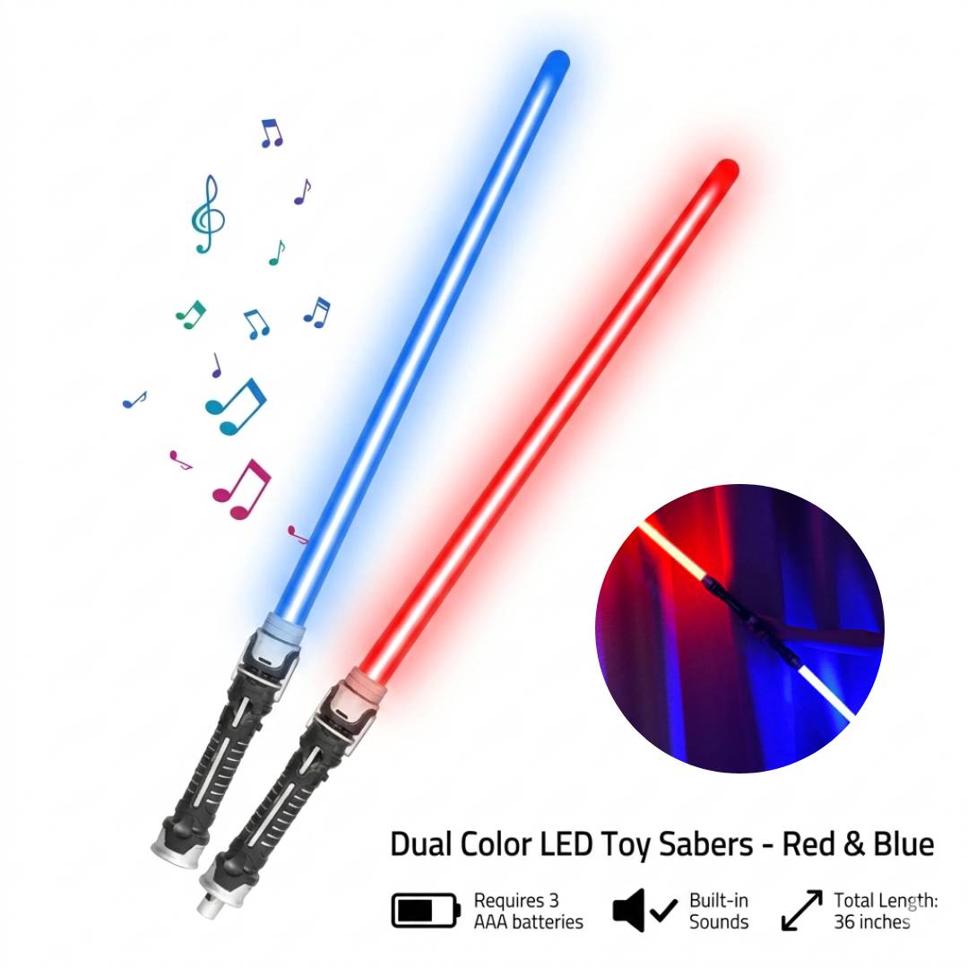 2pcs LED light up toy sword with sound metal handle cosplay role play glowing kids adventure toy set