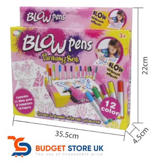 Blow Pens Pink Fantasy Kit: Magical Airbrush Art for Kids | Budget Store UK
