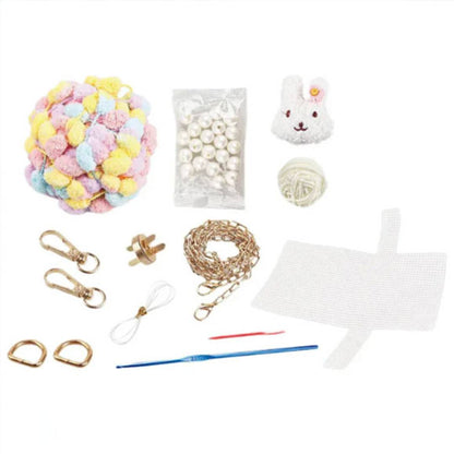 DIY pom pom woven bag craft kit for kids sewing weaving art creative handmade handbag toy set UK