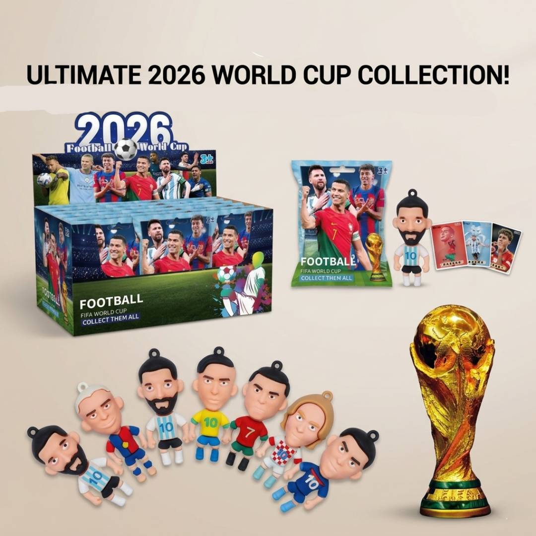 2026 World Cup football star card and keychain blind pack mystery collectible toy set for football fans and kids