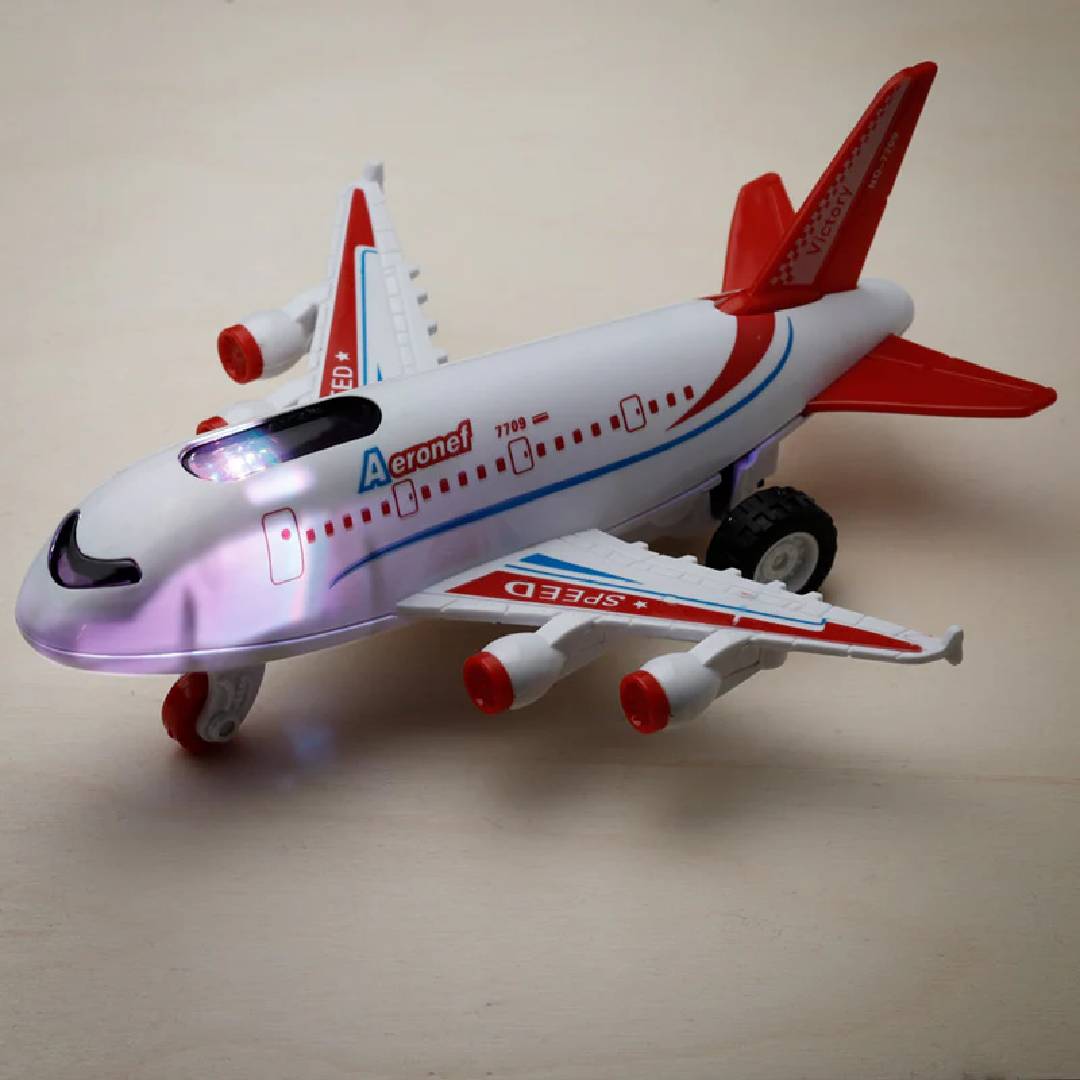 Friction plane toy with lights and sound aircraft aeroplane for kids push and go aviation toy blue red colors