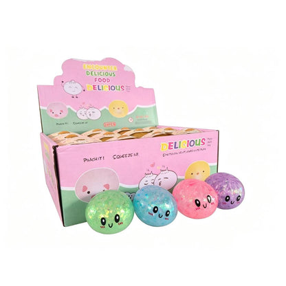 Glitter Blue Dumpling Squishy Stress Ball with Steamer