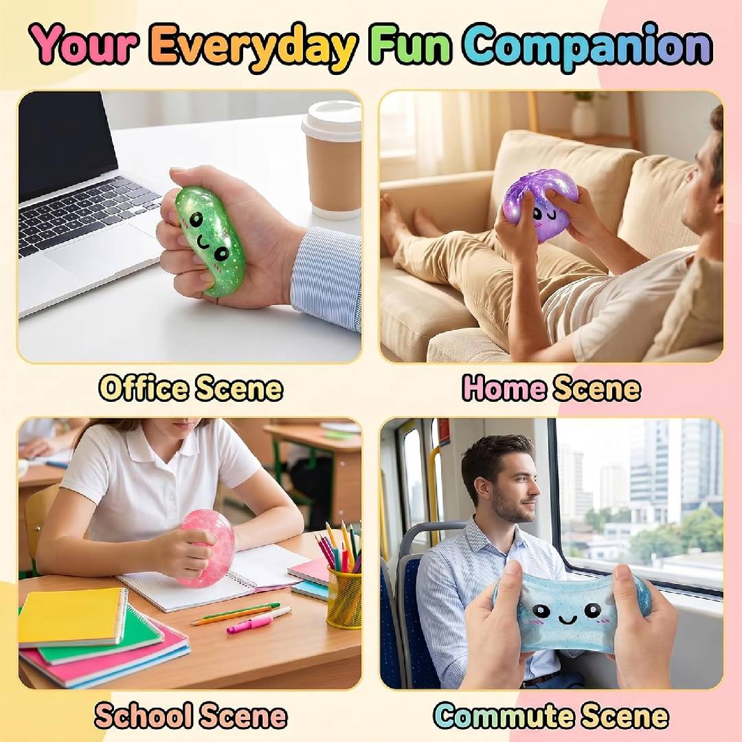Glitter Blue Dumpling Squishy Stress Ball with Steamer