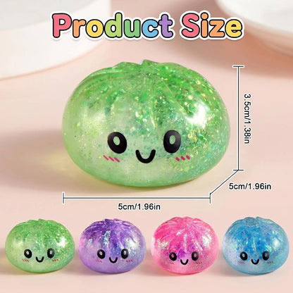 Glitter Blue Dumpling Squishy Stress Ball with Steamer