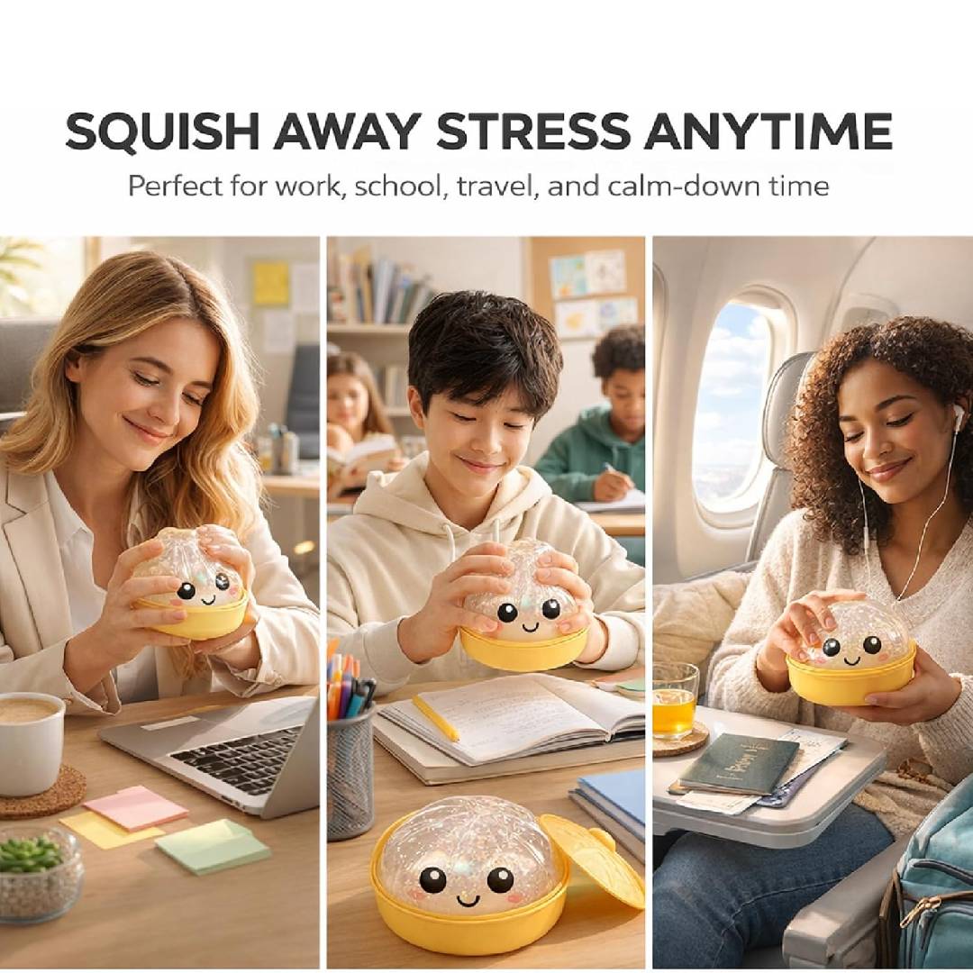 Glitter dumpling squishy with steamer box soft slow rising stress relief sensory fidget squeeze toy for kids and adults
