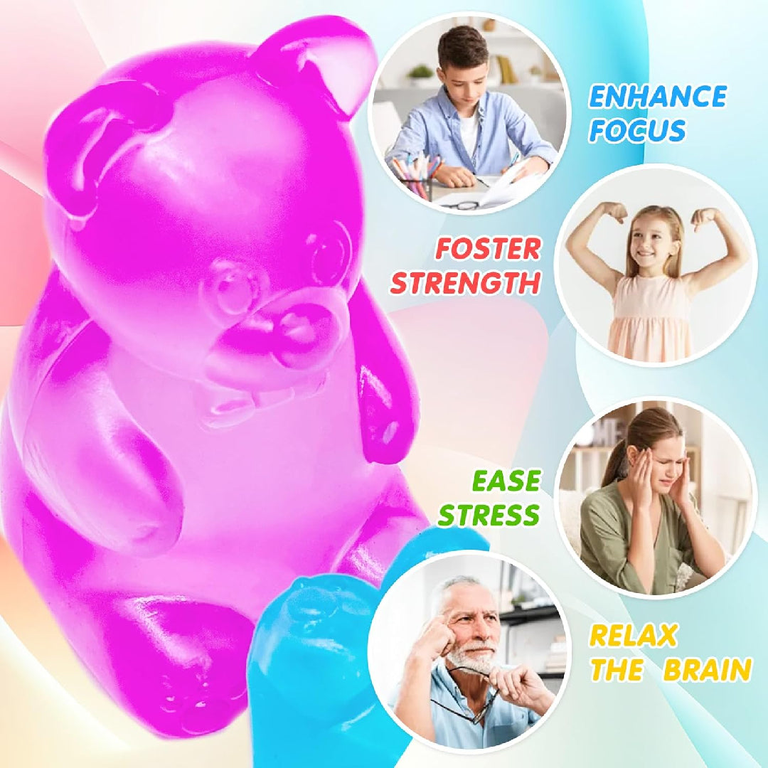 Gummy bear squishy slow rising sensory fidget stress relief toy assorted colours UK