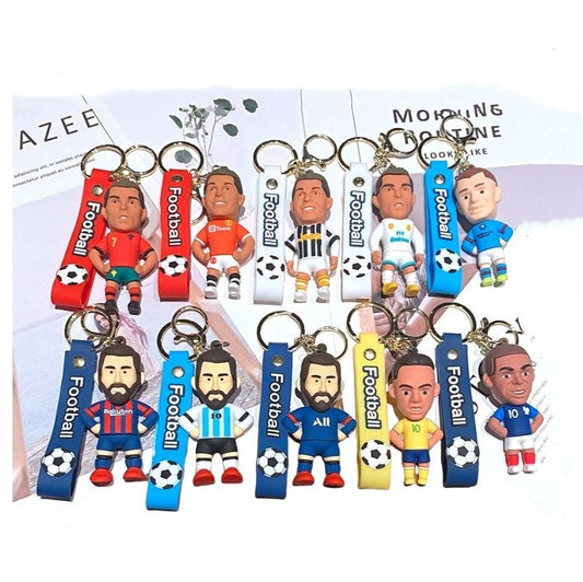 Soccer Star Figure Keyrings Player Figure Key Chain Perfect for Backpacks Bikes