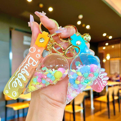 Cute Ice Cream Keychain – Floating Key Holder Pendant Car Keyring Toy for Kids