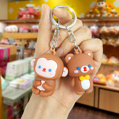 Plastic Cartoon Keychain Cute Cartoon Figure Keyholder Colorful Keyring for Kids