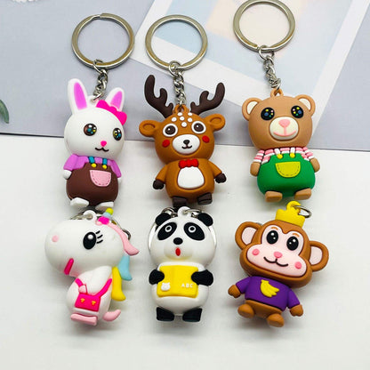 Plastic Cartoon Keychain Cute Cartoon Figure Keyholder Colorful Keyring for Kids