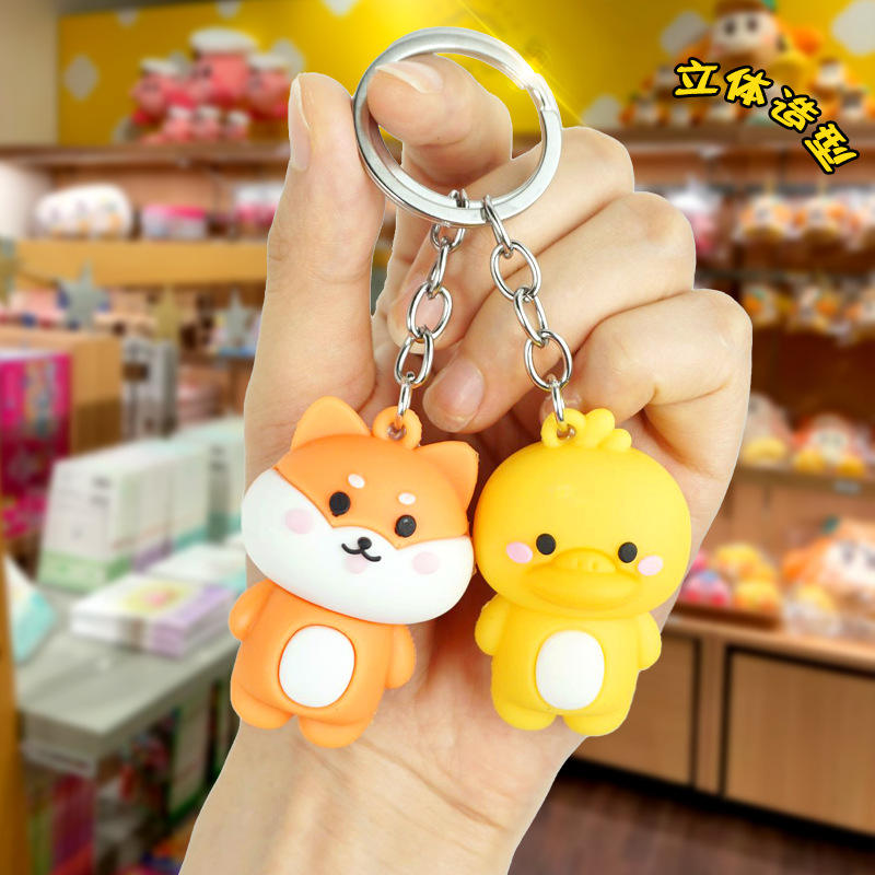 Plastic Cartoon Keychain Cute Cartoon Figure Keyholder Colorful Keyring for Kids