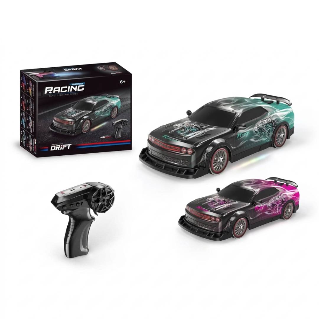 1:16 4WD RC drift car with LED lights steam effect rechargeable remote control racing toy with drift tyres