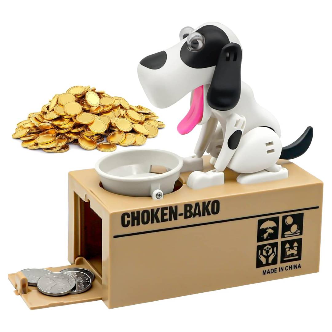 Dog coin bank electronic money saving box cute puppy piggy bank for kids saving coins and learning money management