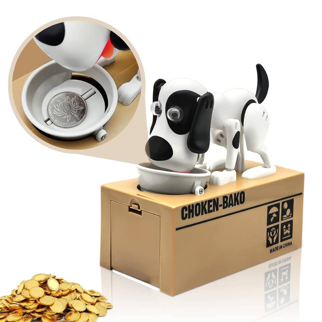 Dog coin bank electronic money saving box cute puppy piggy bank for kids saving coins and learning money management