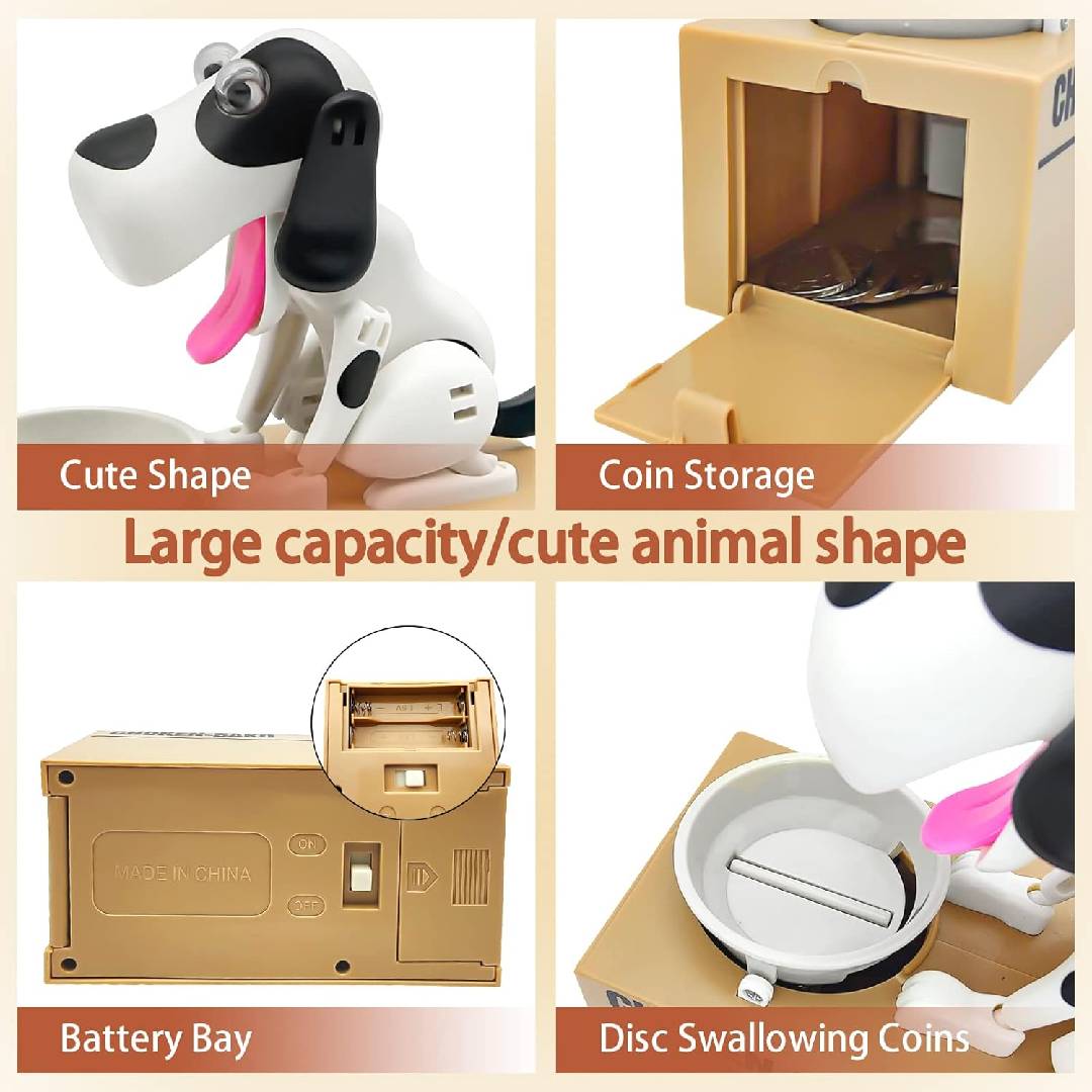 Dog coin bank electronic money saving box cute puppy piggy bank for kids saving coins and learning money management