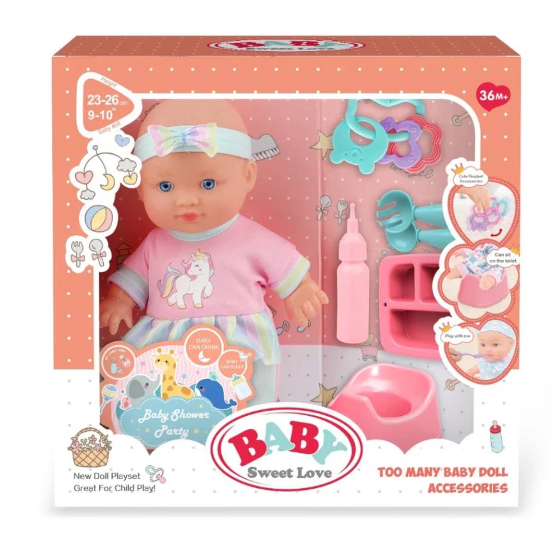 Baby doll set with potty and accessories interactive baby care role play toy for kids learning and imaginative play