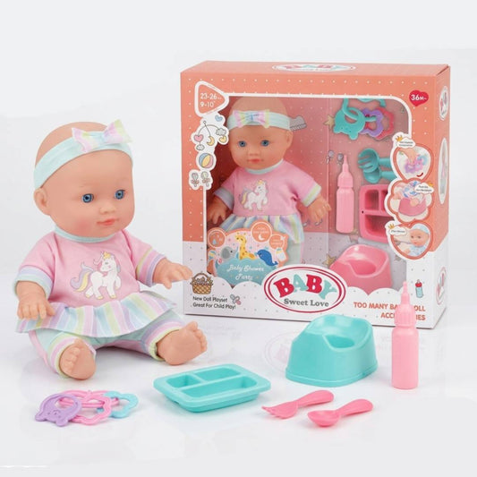 Baby doll set with potty and accessories interactive baby care role play toy for kids learning and imaginative play
