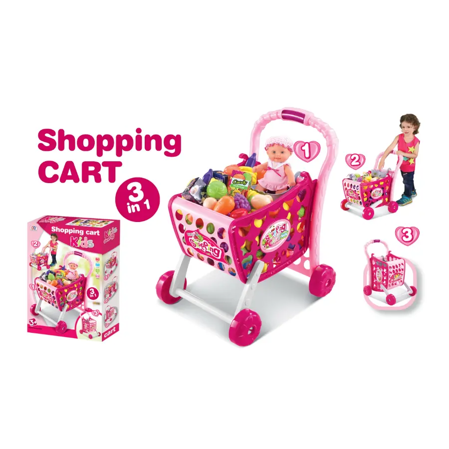 Kids Supermarket Shopping Cart with Light & Sound Toy