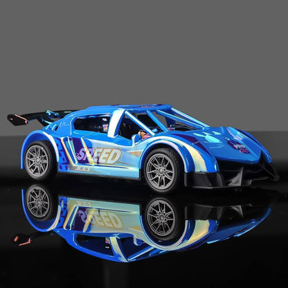 Laser inertia race car friction powered press and go sports car toy for kids fast rolling vehicle toy