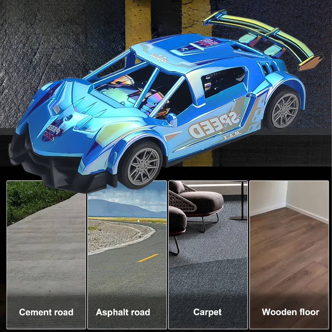 Laser inertia race car friction powered press and go sports car toy for kids fast rolling vehicle toy
