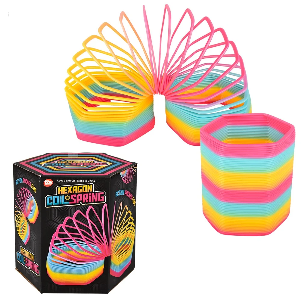 Jumbo Square Rainbow Plastic Spring - Rainbow Slinky Toy for Endless Fun