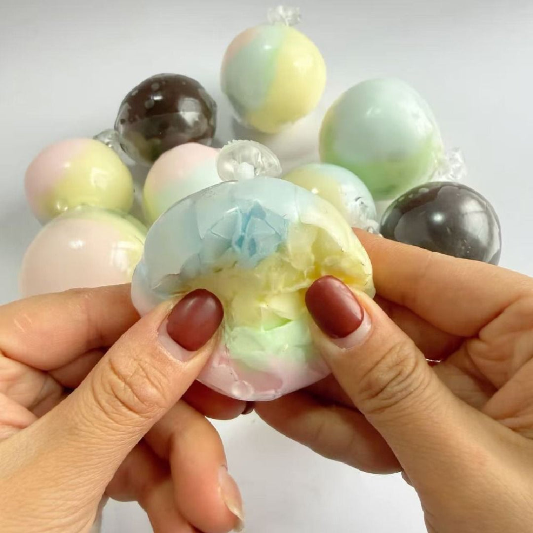 Rainbow crispy ball squishy stress relief sensory fidget toy slow rising colourful squeeze ball UK
