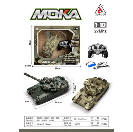 RC Military Tank for Kids - 1:18 Scale with 360° Rotating High Speed Turret