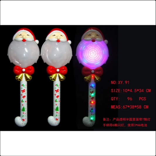 Light Up Spinning Santa Claus Wand – Festive LED Christmas Toy with 3A Battery