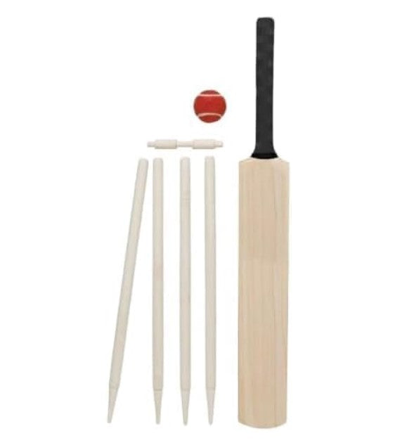Outdoor Sports Play Kit Wooden Cricket Set Bat Ball & Wickets