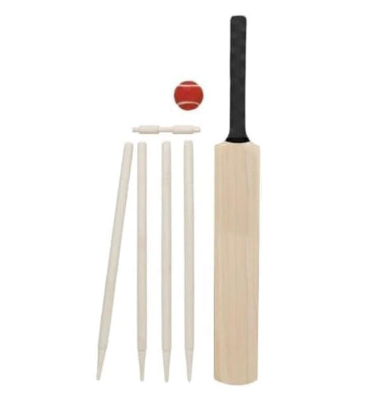 Outdoor Sports Play Kit Wooden Cricket Set Bat Ball & Wickets