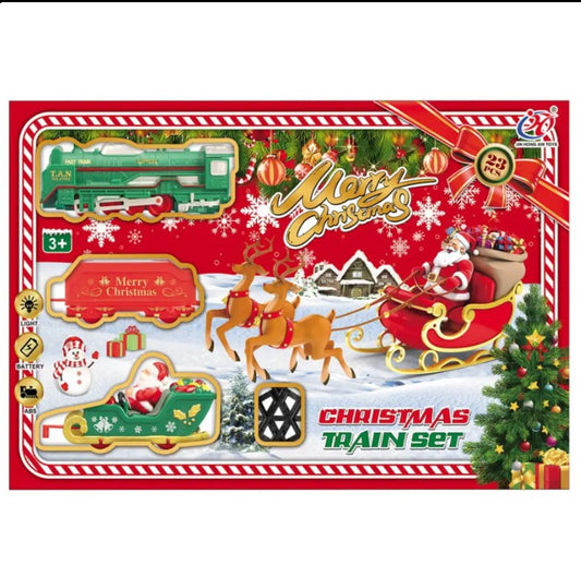 Christmas Train Toy Set for Kids Sound and Light Effects Locomotive Tracks