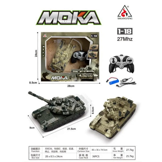 SDMAX Remote Control Military Tank - 1:18 Scale 360° Turret Action Toy