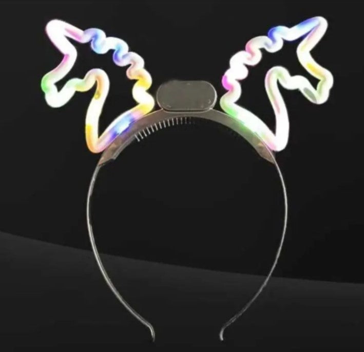 LED Unicorn Headband Light Up Kids Glowing Horn & Ears Party Toys