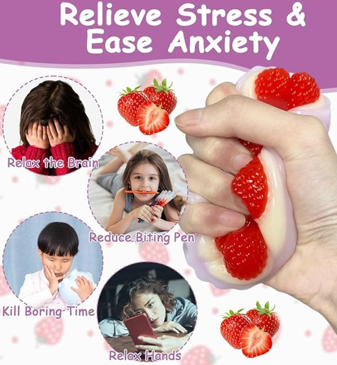 Cheese Cake Taba Squishy Set with Pompom 16pcs Stress Reliever Fun Toys for Kids