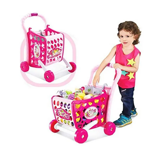 Kids Supermarket Shopping Cart with Light & Sound Toy