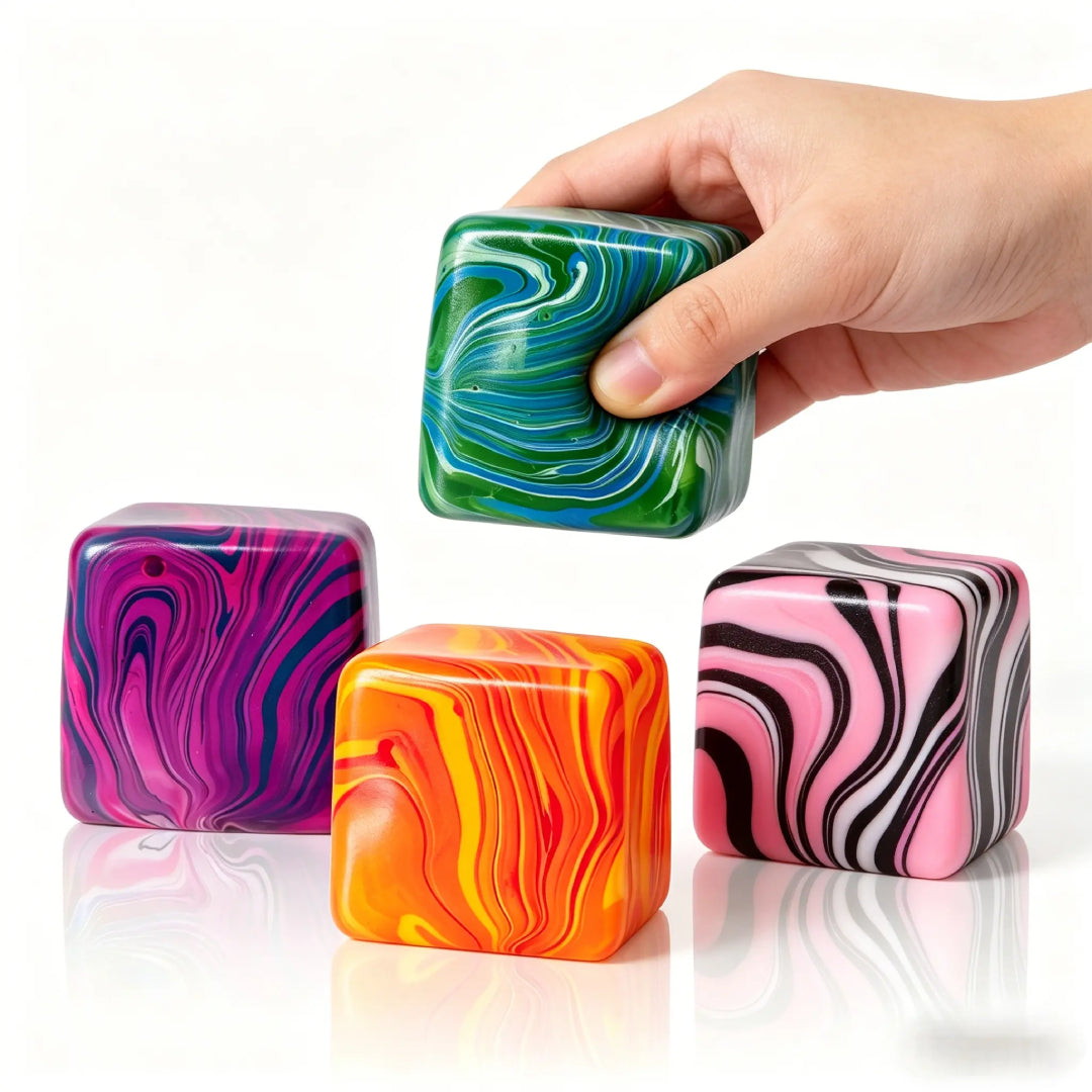 Sugar Cube Dye Paint Splash Squishy Stress Toy Ultra Firm Squeeze Sensory Fidget Cube UK
