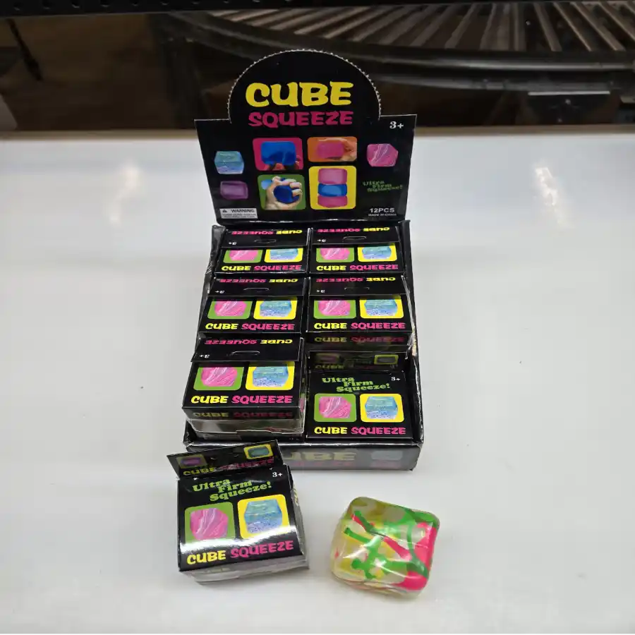 Sugar Cube Tie Dye Squishy Stress Toy slow rising sensory fidget cube in colourful paint splash design for kids and adults