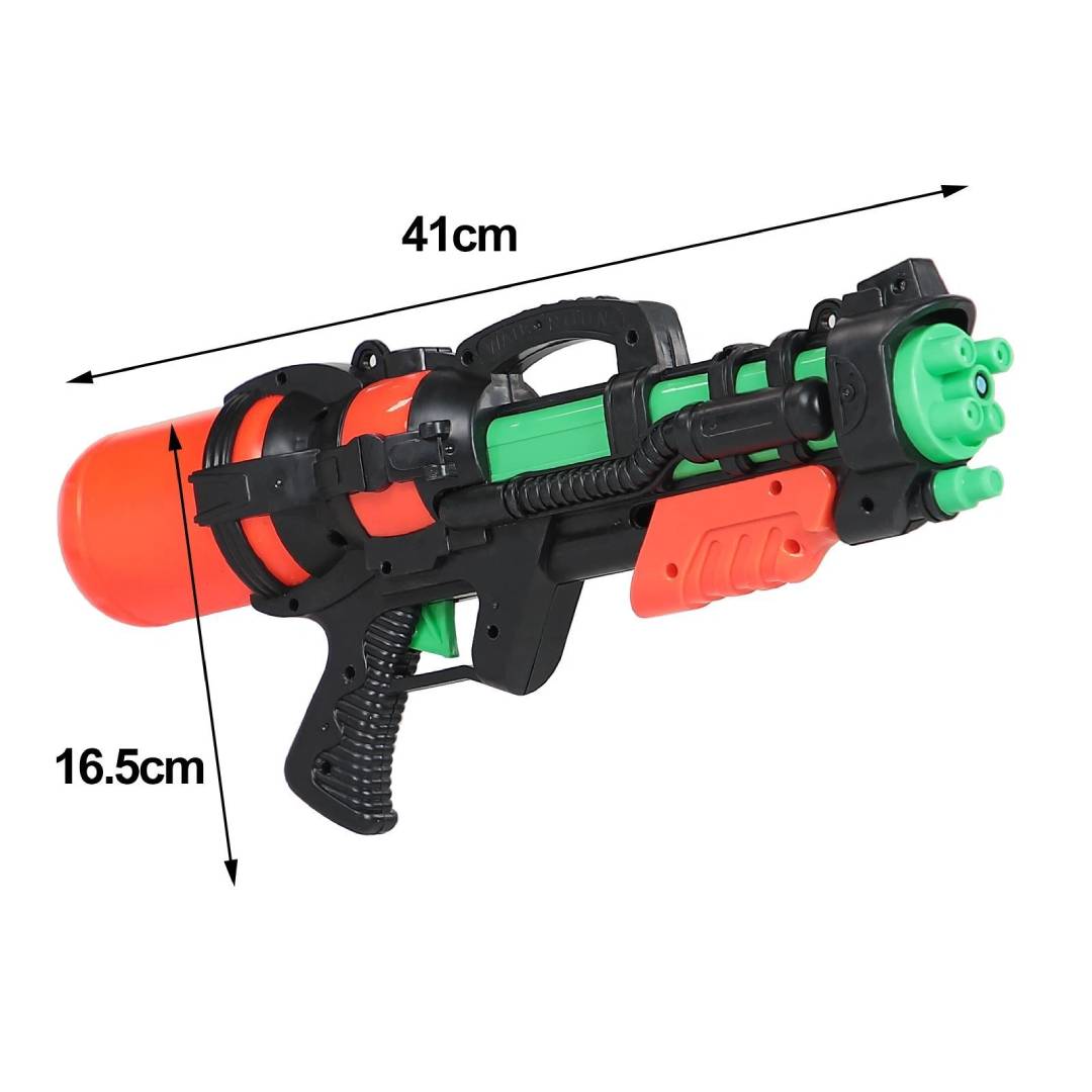 Large pump action water gun blaster with long range spray for outdoor summer water fights, beach, pool and garden play