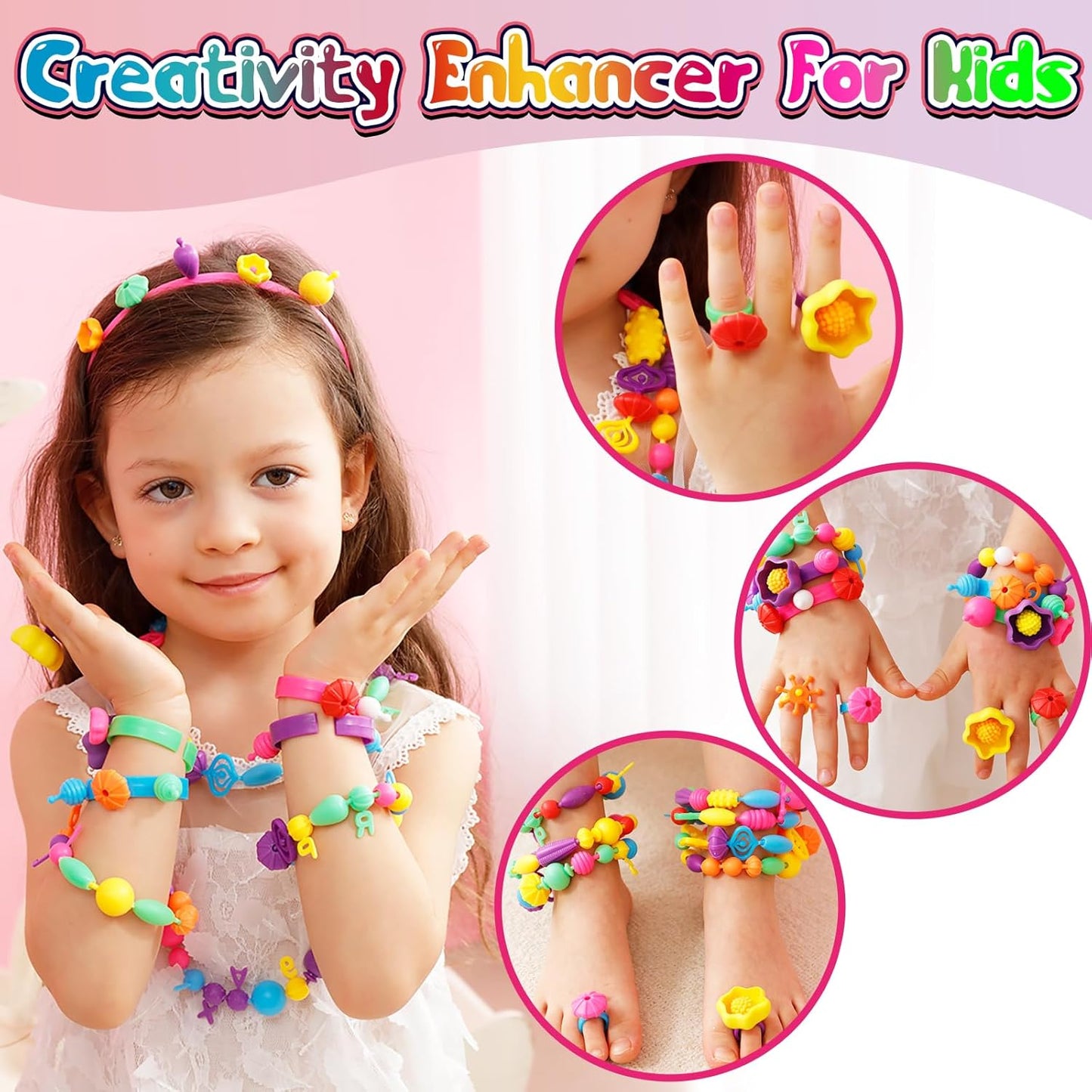 Colourful beads jewellery making kit for kids