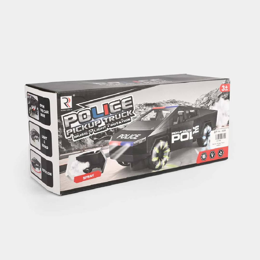 Electric Police Pickup Truck Toy with Lights Sound & Spray
