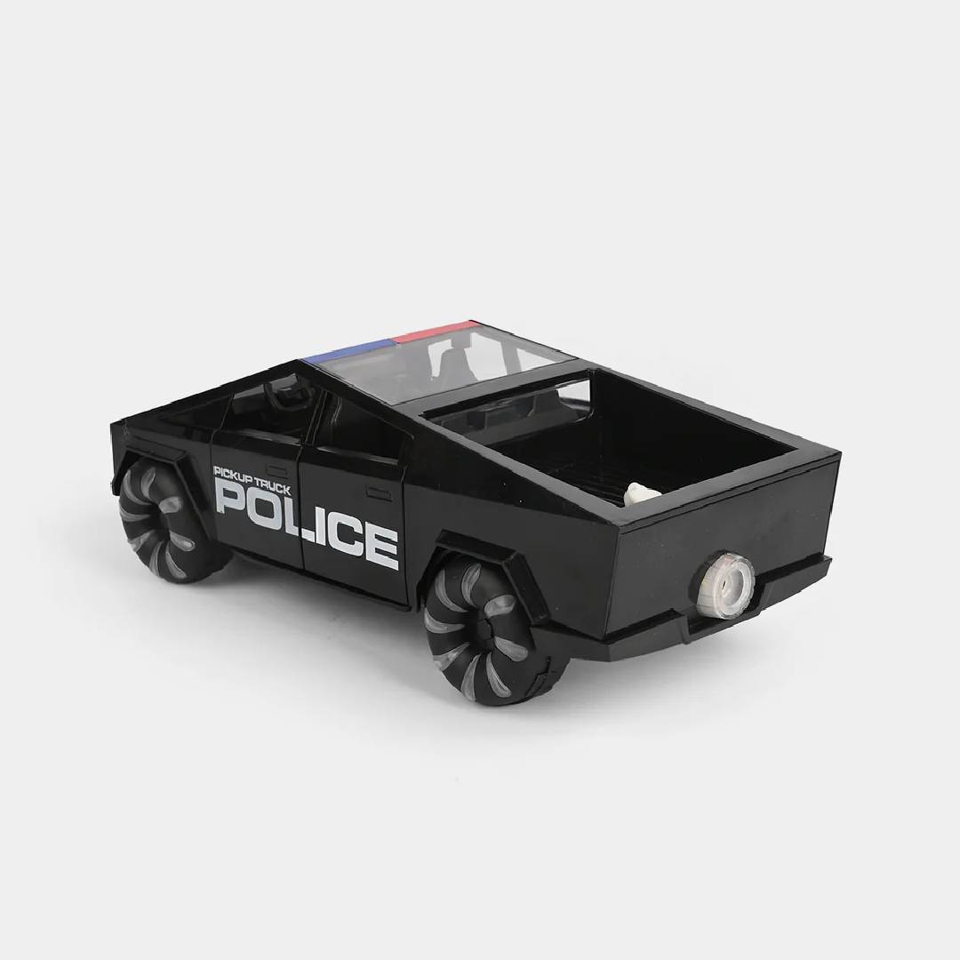 electric police pickup truck toy with lights sound spray LED wheels stunt action kids vehicle UK