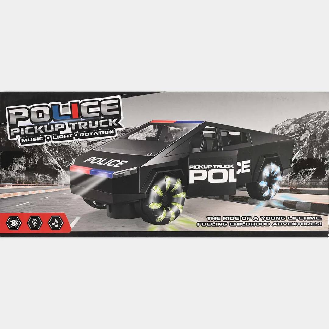 electric police pickup truck toy with lights sound spray LED wheels stunt action kids vehicle UK