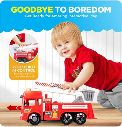 Fire engine toy with flashing lights and sound
