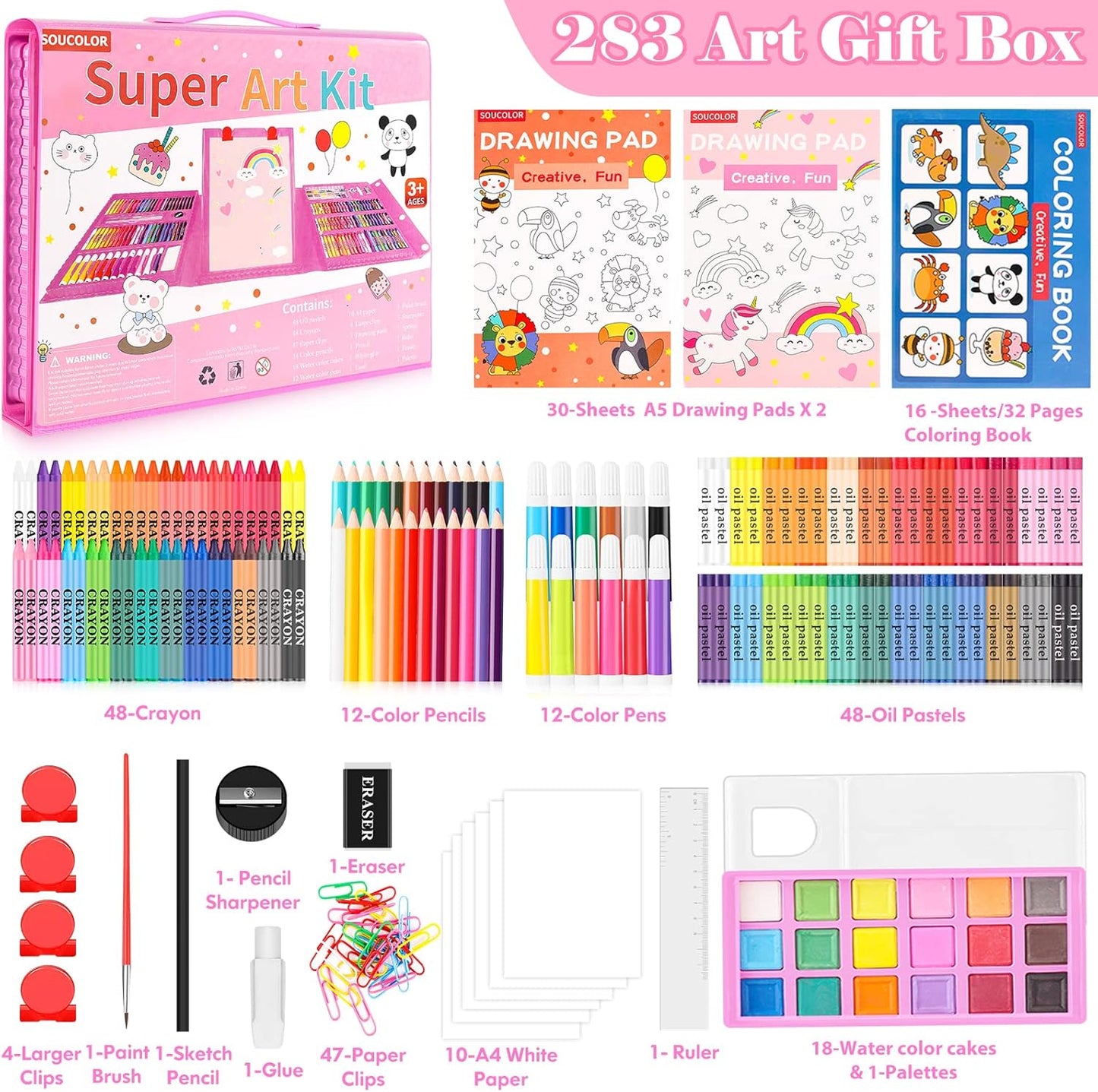 Kids stationery set with pouch and accessories