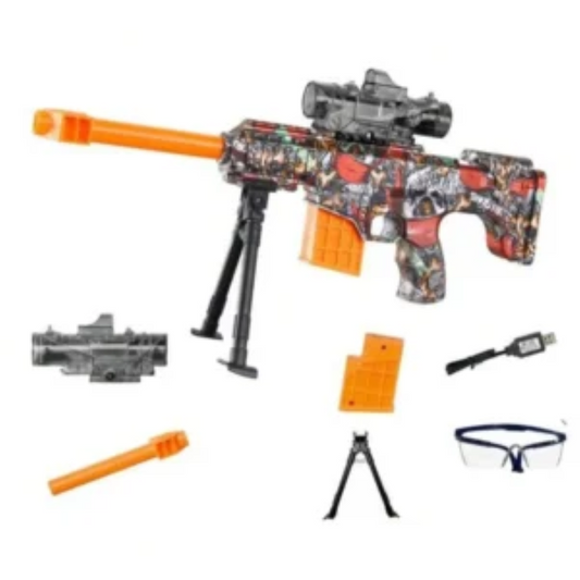 Gel Ball Blaster Glowing Gun - Electric Water Gun Toy with Stand