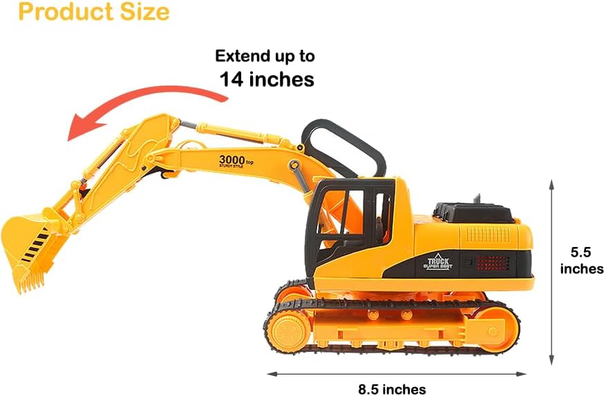 Toy excavator with movable digging arm